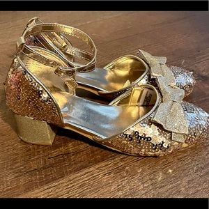 Disney girls dress shoe gold glitter size 1